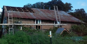 This sorry building was likely a chicken house at some point in its life. It was in bad shape; the roof was terrible and walls had rotted away in places. It is amazing it was still standing